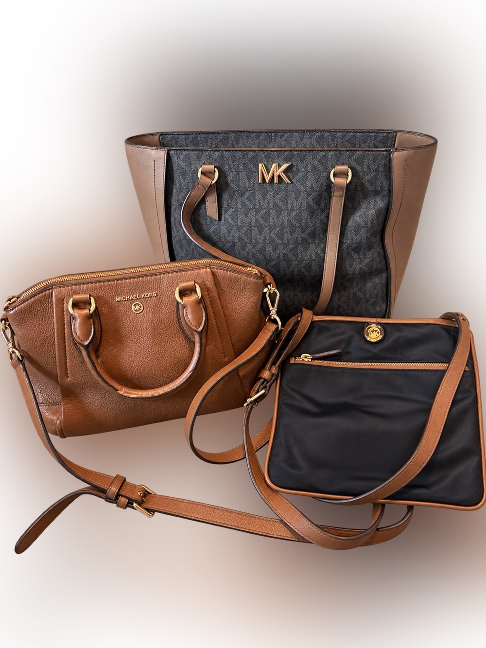 Michael Kors 3-Piece Handbag Bundle Tote Satchel Crossbody